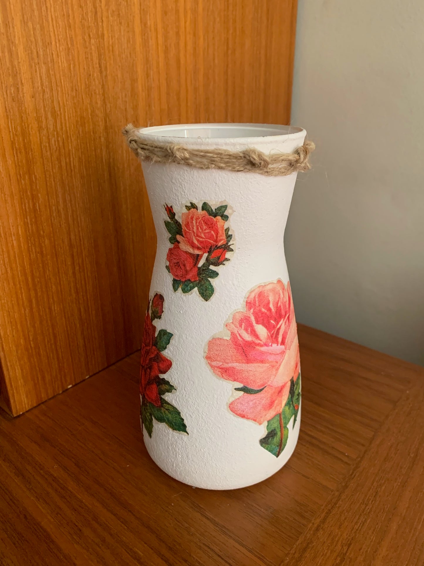 Red & Orange Roses High Neck Vase.