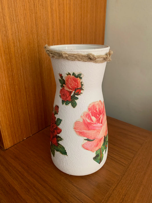 Red & Orange Roses High Neck Vase.