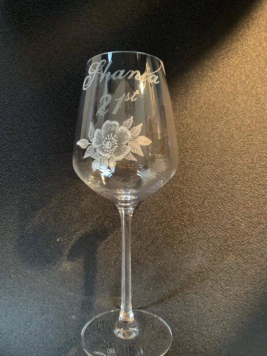 Dog Rose Crystal Wine Glass