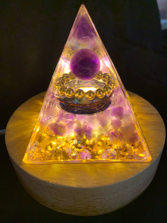 Acrylic Pyramid With Gold Ring